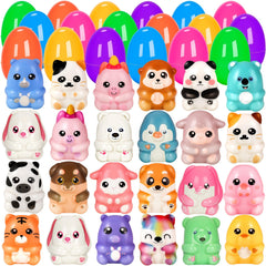 YEGEER Easter eggs with squishy toys; colorful set for Easter hunts and rewards.