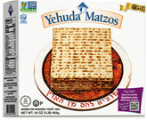 Yehuda Passover Matzo pack shot, crisp crackers ready to enjoy solo or with toppings.