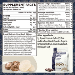 YEKBYOE Mushroom Coffee label highlighting ingredients