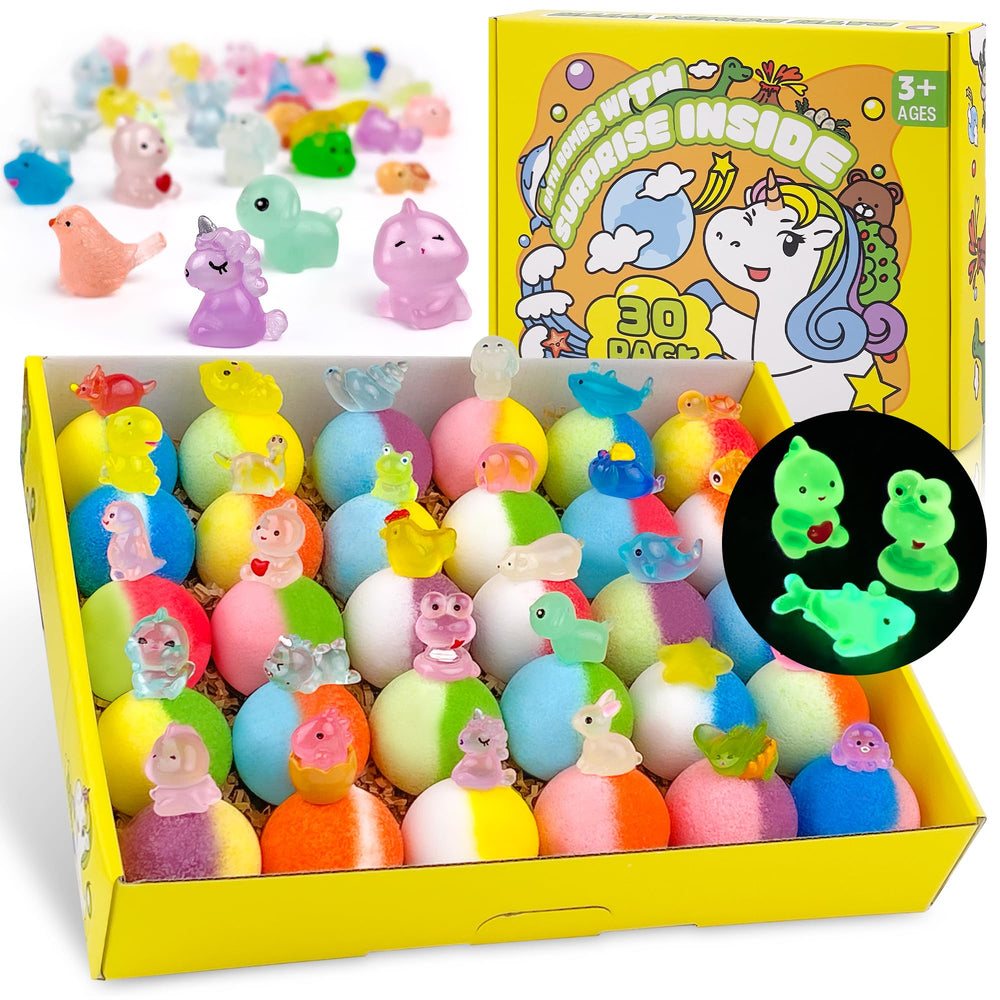 Yekery kids bath bombs with glow-in-the-dark toy inside for magical baths.