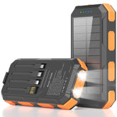 YELOMIN solar charger 38800mAh front view shows built-in cables for clutter-free charging.