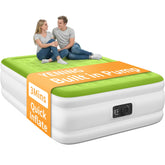 YENING full-size air mattress top view shows quick setup with built-in pump