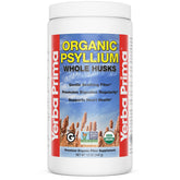 Yerba Prima psyllium whole husks 12oz bottle on kitchen counter for daily fiber
