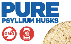 Close-up of Yerba Prima psyllium label highlighting organic gluten-free features