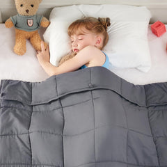 YesCool grey weighted blanket close-up showing soft microfiber fabric