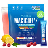 Yesnap MagicRelax bottle front highlighting the 8-in-1 magnesium blend for daily stress support.