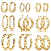 Yesteel 14k gold-plated hoops close-up showing hypoallergenic finish for sensitive ears.