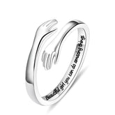 Yesteel Hug Ring front view showing a sleek, teen-friendly silhouette and shine.