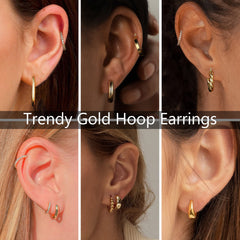 Yesteel nine-pair hoop earrings box display, versatile shapes for all-day wear.