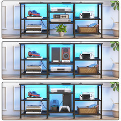 YGEOMER TV Stand adjustable mesh panels adapt to gear.