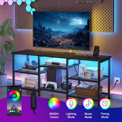 YGEOMER TV Stand LED lights offer color options to match decor.