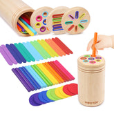 YHHYTOY color sorting board wooden helps kids develop color recognition and hand-eye coordination