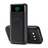 YHO wireless charger front view showing built-in cables for on-the-go power