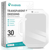 YHOVID transparent film dressing, 30-pack, for versatile wound coverage and easy observation.