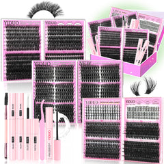 YIDUO 6-box mix lash clusters kit for versatile DIY lash styles at home