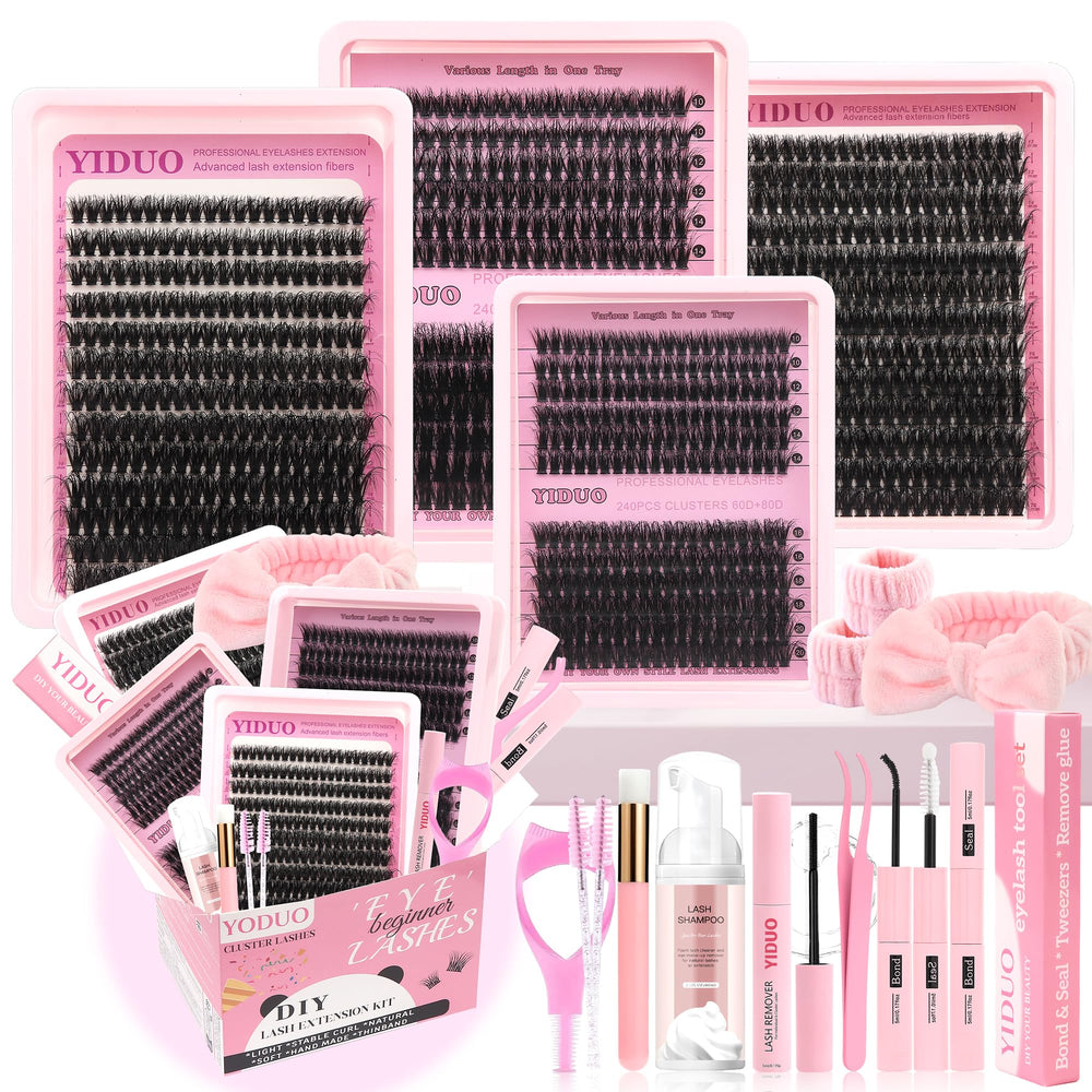 YIDUO 60D cluster lashes tray for natural daytime volume and easy application.