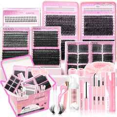 YIDUO Lashes Clusters kit with 1864 pieces for versatile volume looks