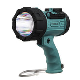 YIERBLUE rechargeable spotlight delivering a powerful beam for large outdoor lighting.