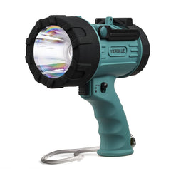 YIERBLUE rechargeable spotlight delivering a powerful beam for large outdoor lighting.