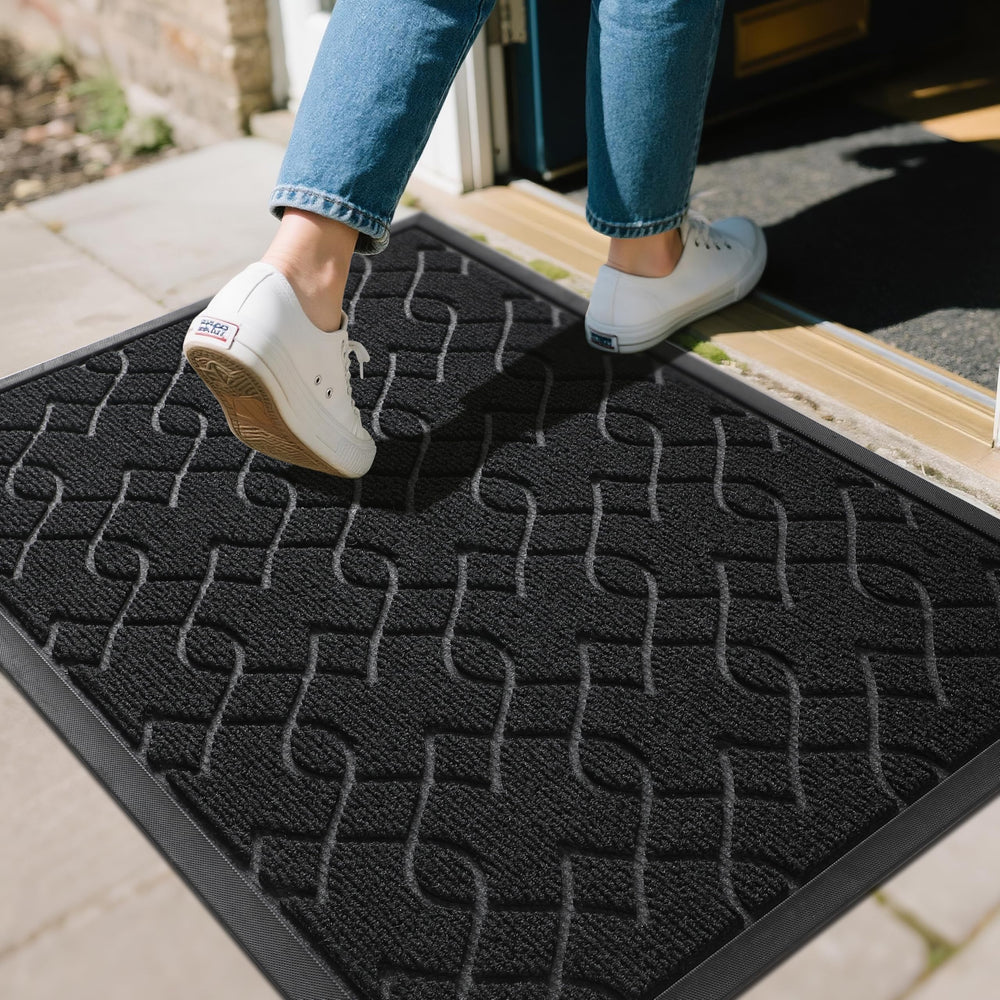 Yimobra outdoor mat at the front door 29-5x17 captures dirt to keep entry clean