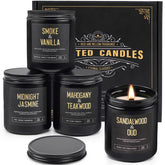 Yinuo Candle four-pack packaging in a black gift box, ideal for gifting.