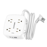 YISHU 5ft surge protector with eight outlets and four USB ports for versatile charging.