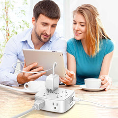 YISHU flat 45-degree plug fits tight spaces behind furniture.