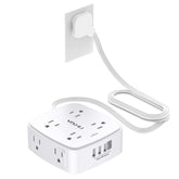 YISHU surge protector with eight outlets and four USB ports for versatile charging.