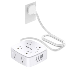YISHU surge protector with eight outlets and four USB ports for versatile charging.