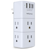 YISHU USB multi-plug outlet extender with rotating plug for flexible placement.