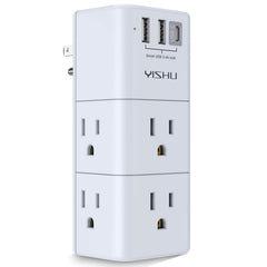 YISHU USB multi-plug outlet extender with rotating plug for flexible placement.