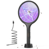 YISSVIC electric fly swatter racket with purple light, indoor pest control.