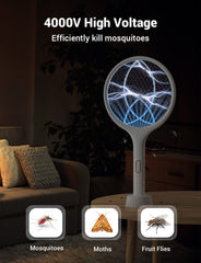 YISSVIC zapper racket with dual modes for auto zap or manual swats.