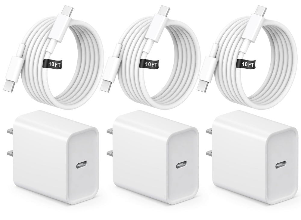 YIWEIHAPPY iPhone fast charger 3-pack with 10ft cables for flexible charging at home