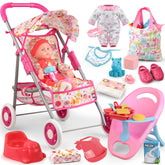 YIYBM folding sunshade stroller set supports imaginative play and outdoor pretend time
