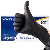 YKANG nitrile gloves in black for easy disposable use and durability.