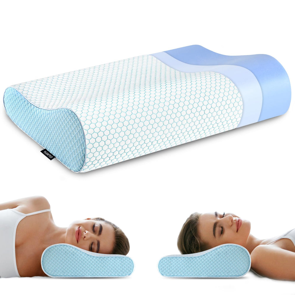Ylekto memory foam pillow side view showing cloud-soft support for all sleep styles.