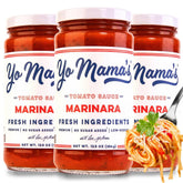 Yo Mama’s Foods Keto Marinara jar front with no sugar added and rich tomato flavor