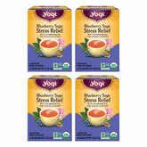 Yogi Blueberry Sage Stress Relief tea pack ready for a calming moment.