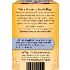 Close-up of Yogi Breathe Deep Tea ingredients like licorice and eucalyptus.