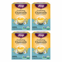 Yogi Comforting Chamomile tea packaging image showing organic, relaxing blend