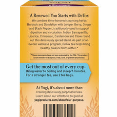 Yogi DeTox with ginger root detail adds warming aroma to the brew.