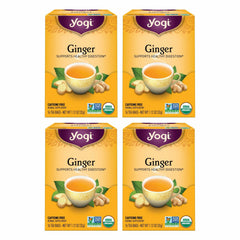 Yogi Ginger Tea bag steeping in a cup for a warming, digestive-friendly moment.