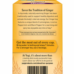 Yogi Ginger Tea lemongrass and licorice root on display suggest balanced flavor.