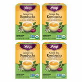 Yogi Green Kombucha tea bags ready to brew a bright, antioxidant-rich cup.