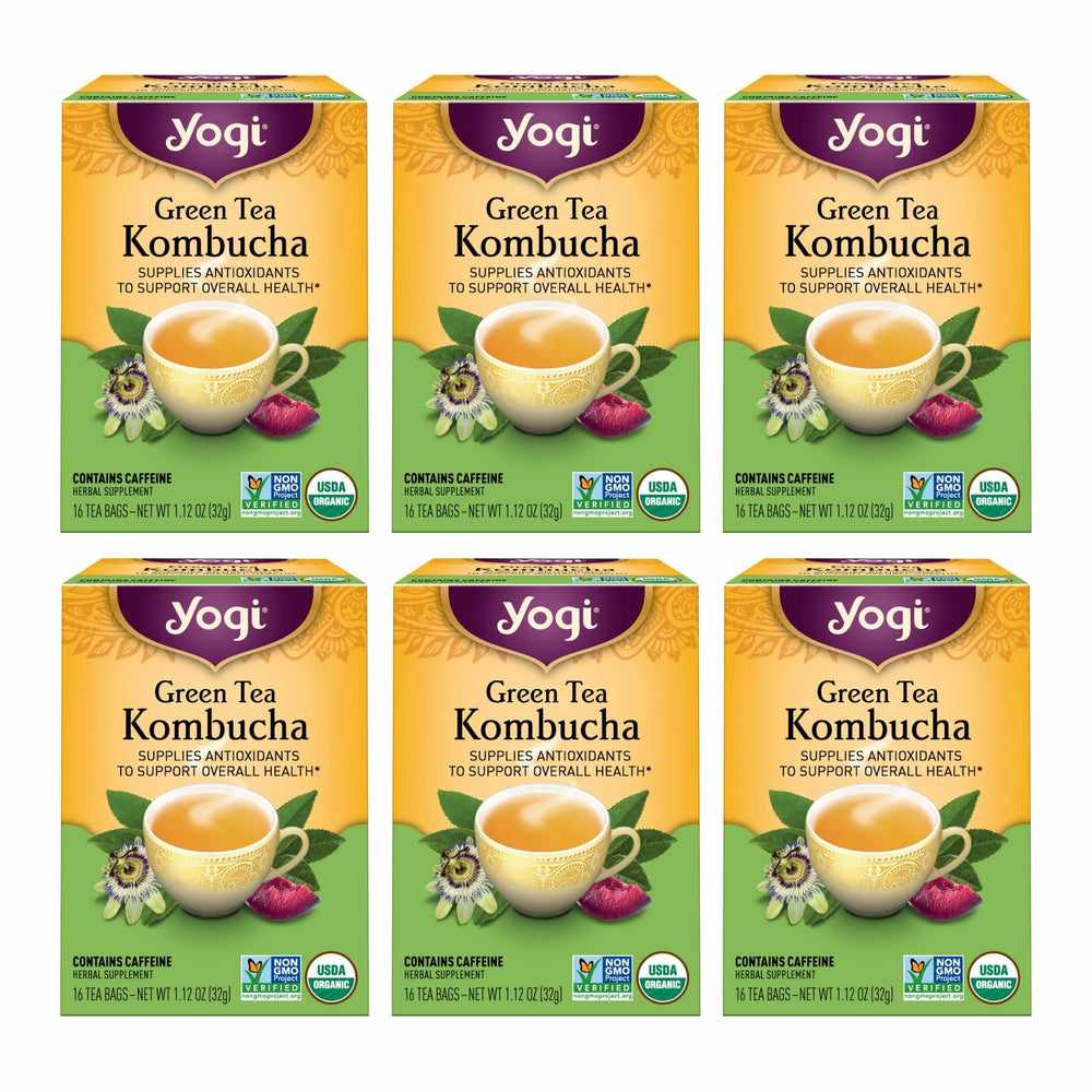 Yogi Green Tea Kombucha bags show antioxidant-rich blend for daily refreshment