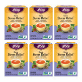 Yogi Kava Stress Relief tea box six-pack on shelf for relaxation