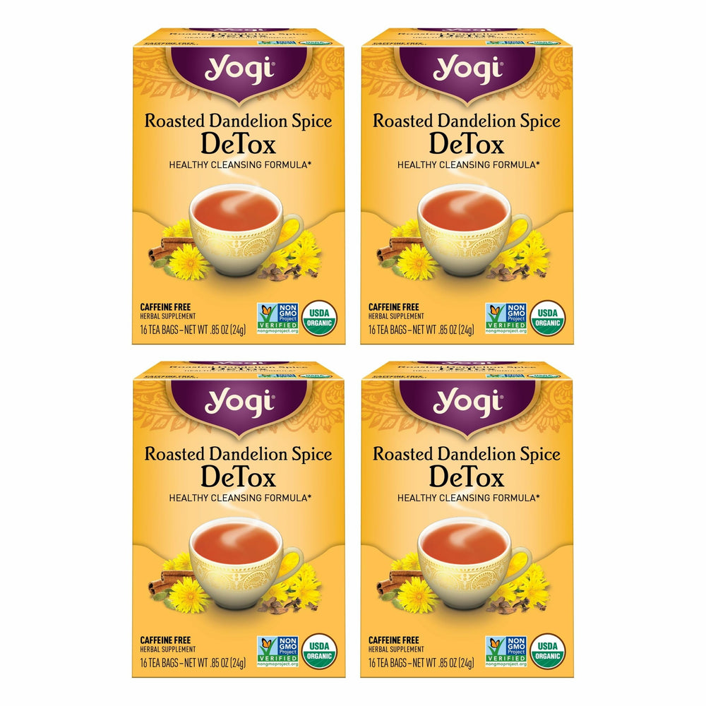 Yogi Roasted Dandelion Spice DeTox tea bags ready for a soothing ritual.