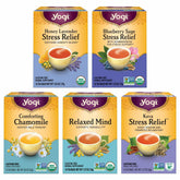 Yogi Stress Relief Relaxation Sampler tea bags for a caffeine-free calm moment