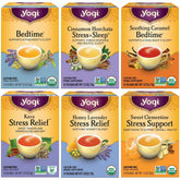 Yogi Stress Relief Variety Pack front view, calm moment with organic blends